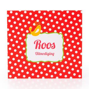 Uitnodiging polkadots rood