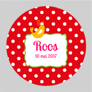 Sticker rond 40mm polkadots rood