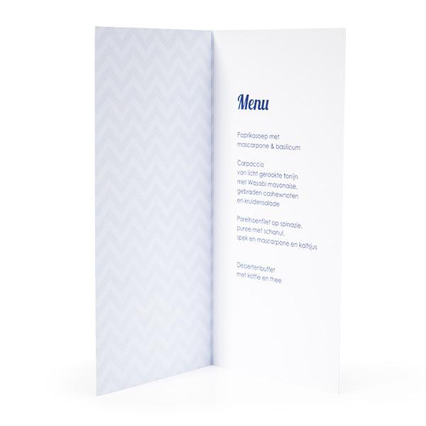 Menukaart visgraat blauw