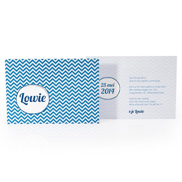 Uitnodiging visgraat blauw